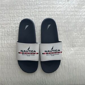 Nautica Men's Dark Blue and Light Gray Slide Sandals